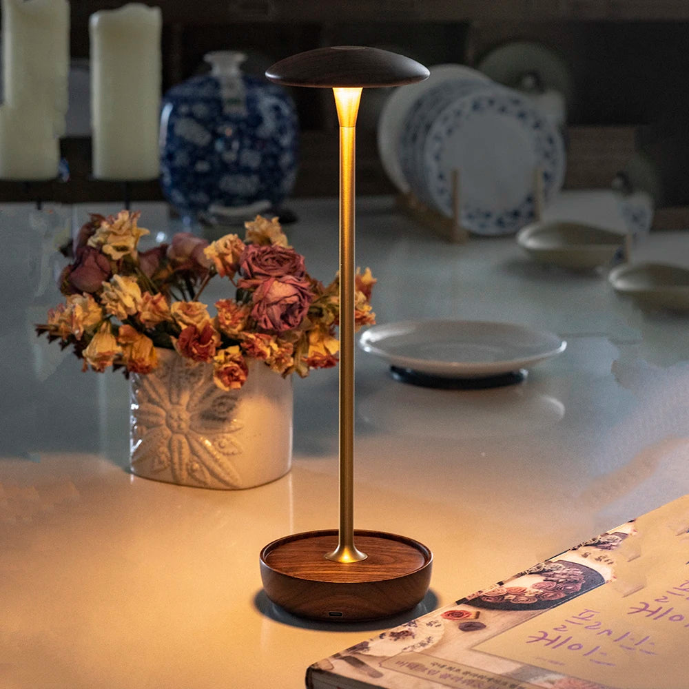 Walnut Wood Vintage Table Lamp