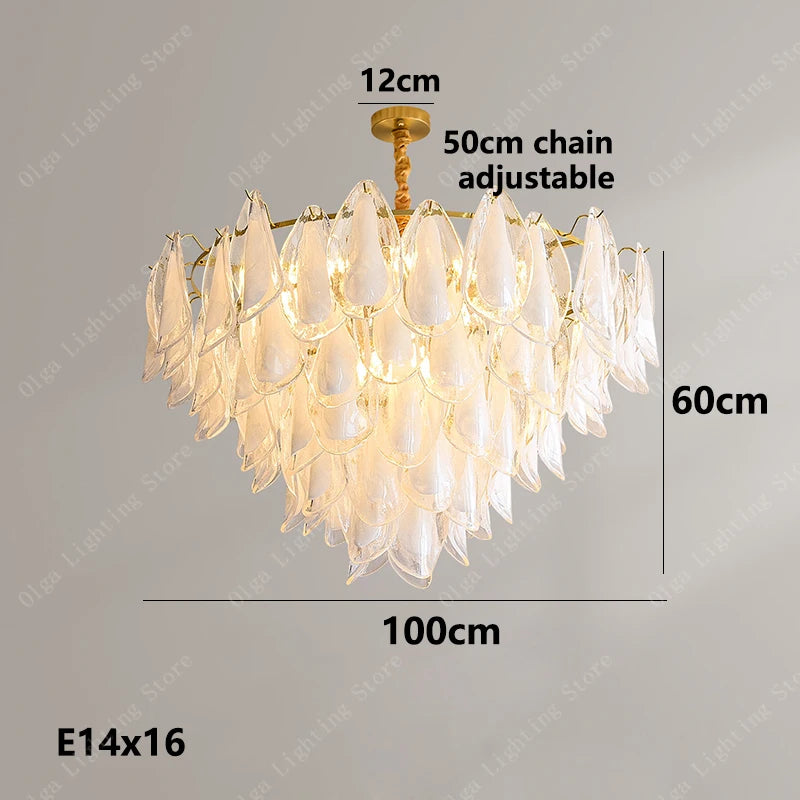 Murano-Style Petal Luxury Glass Chandelier