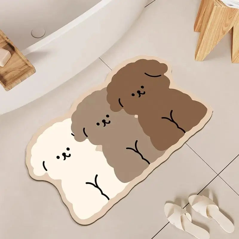 Three-color puppy bathroom carpet diatom mud bathroom quick-drying absorbent floor mat household bathroom custom non-slip mat