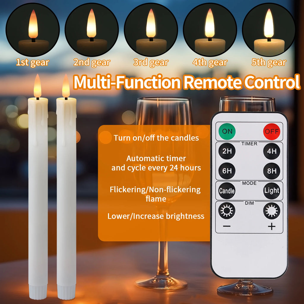 Flameless Taper Candle Set with Remote & Timer