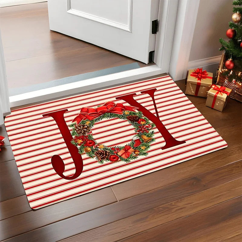 Gingerbread & Santa Christmas Door Mat