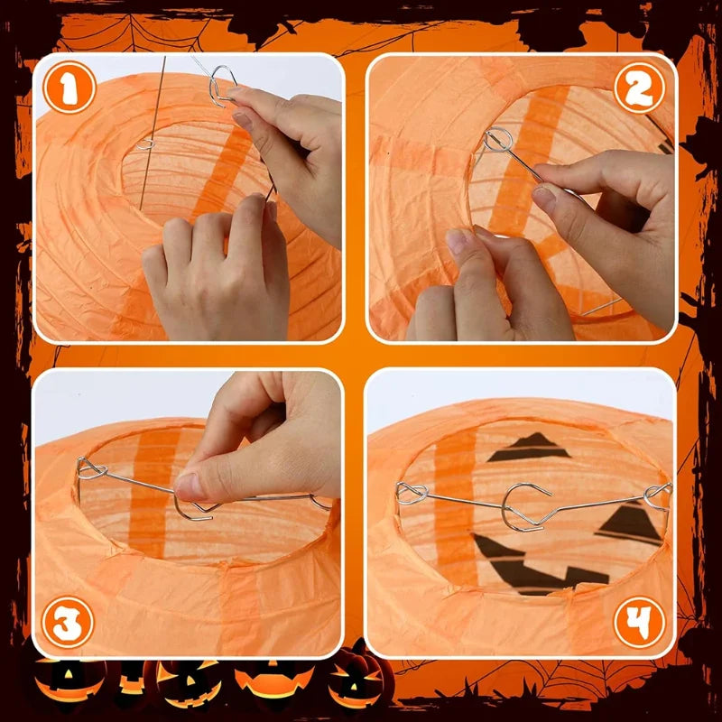 5-Piece Hanging Pumpkin Paper Lantern Set