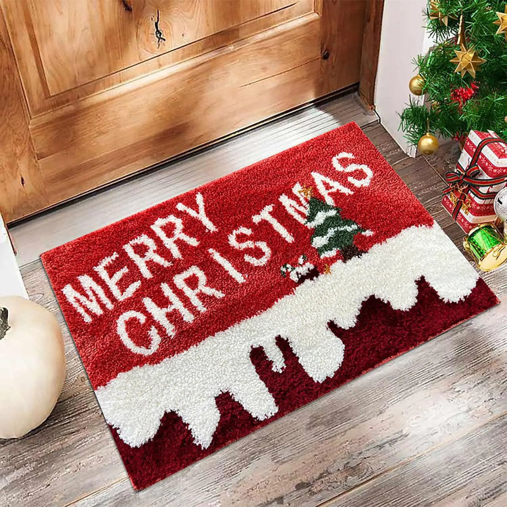 Gingerbread & Santa Christmas Door Mat