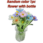 Hand-Blown Glass Flower Sculpture with Vase