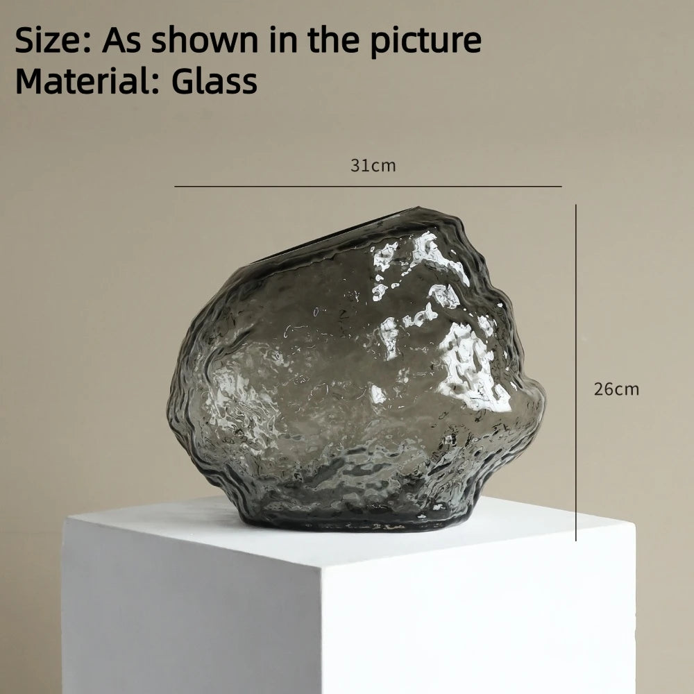 Rock-Texture Luxury Glass Vase