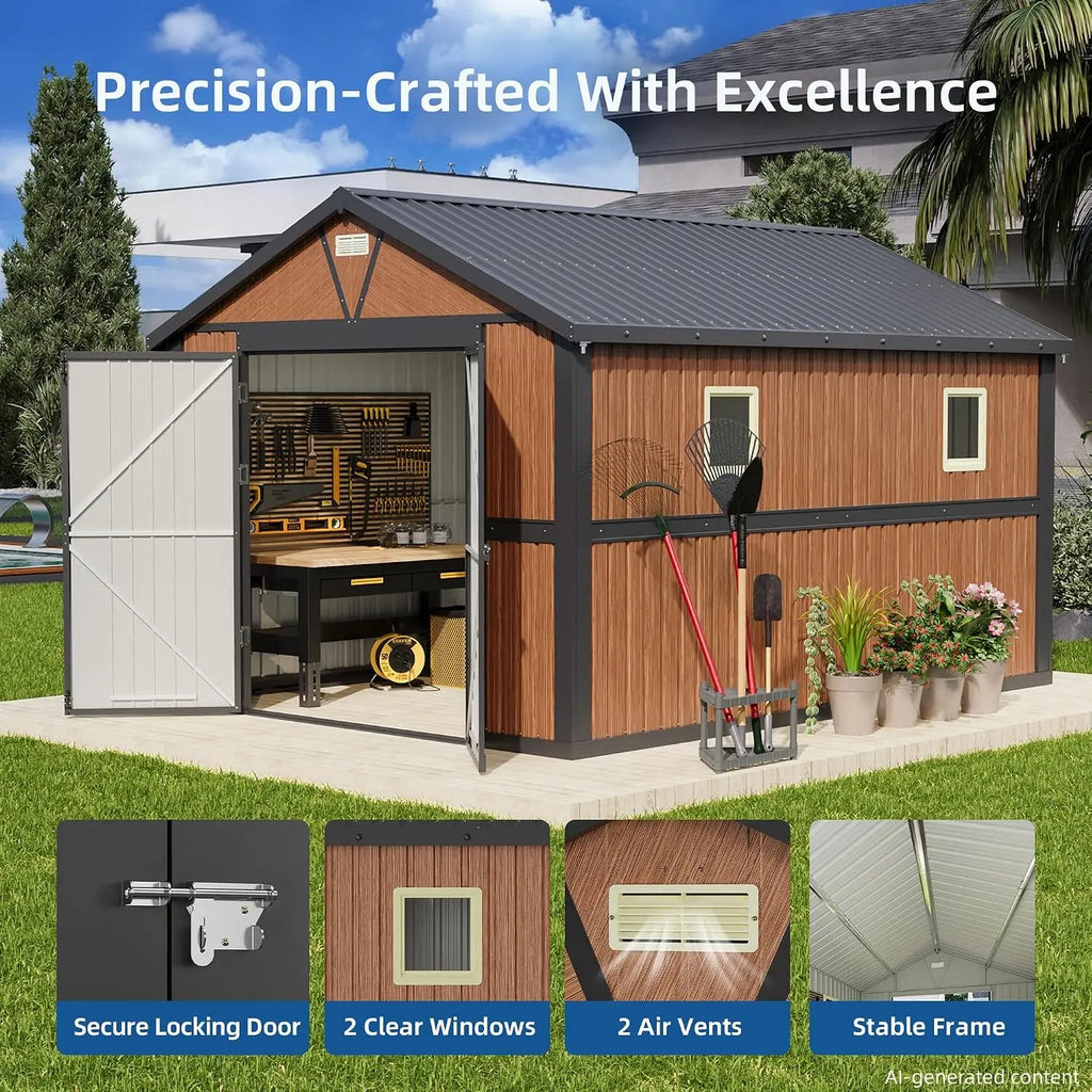 Outdoor Metal Large Storage Shed