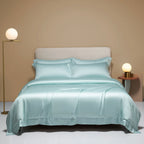 Liv-Esthete Noble 100% Silk Bedding Set Blue Gray Summer Duvet Cover Pillow Case Bed Sheet Quilt Cover Double King Queen Sets