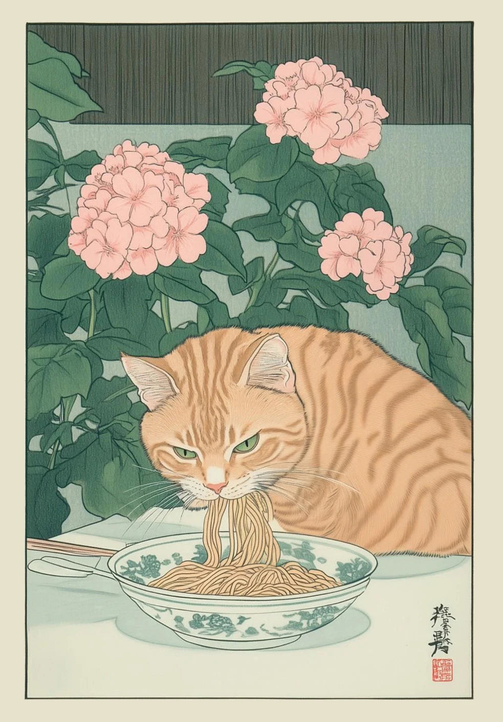 Japanese Cat Bath Canvas Print