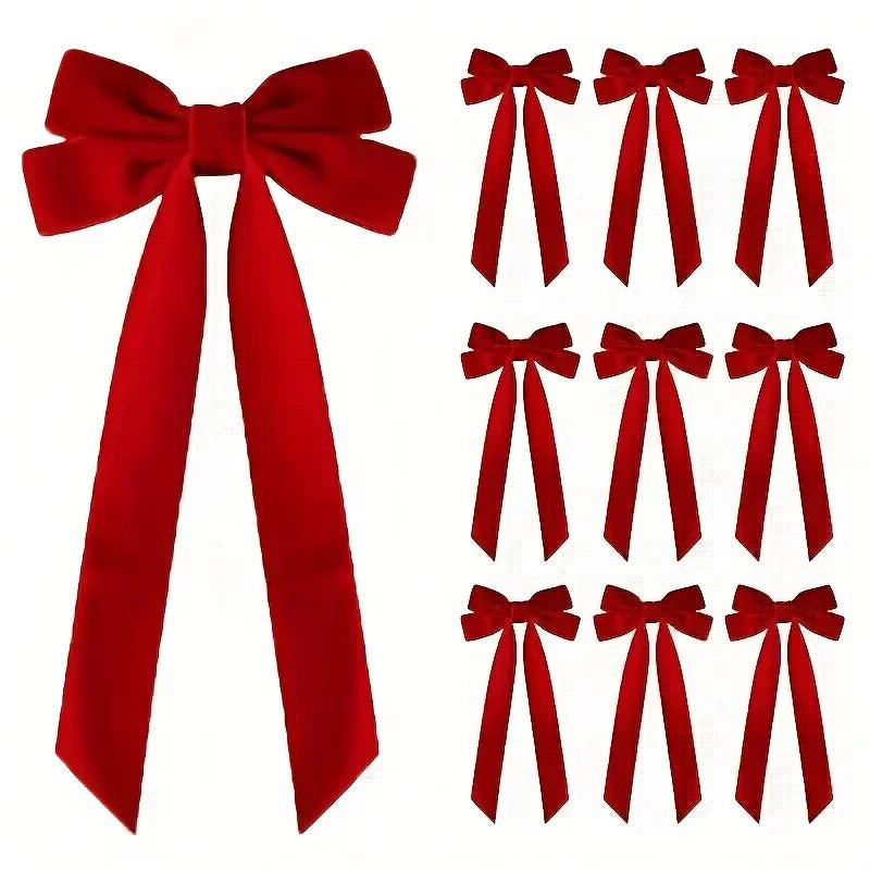 10-Piece Velvet Christmas Bow Set