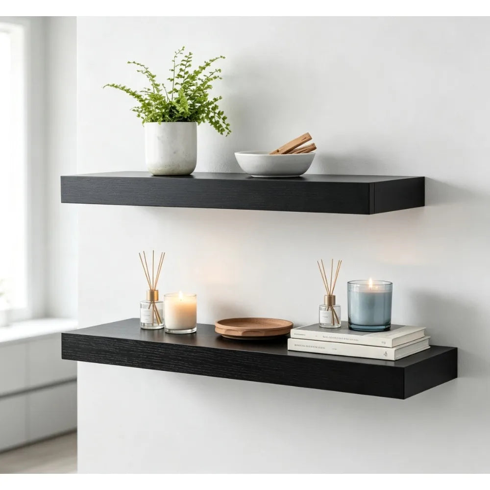 Black MDF Floating Wall Shelves