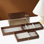 Walnut Wood Pattern Three-Drawer Jewelry Box, Bracelet, Necklace, Earring, Necklace Box, Jewelry Storage Box, OrnamentsAntioxida