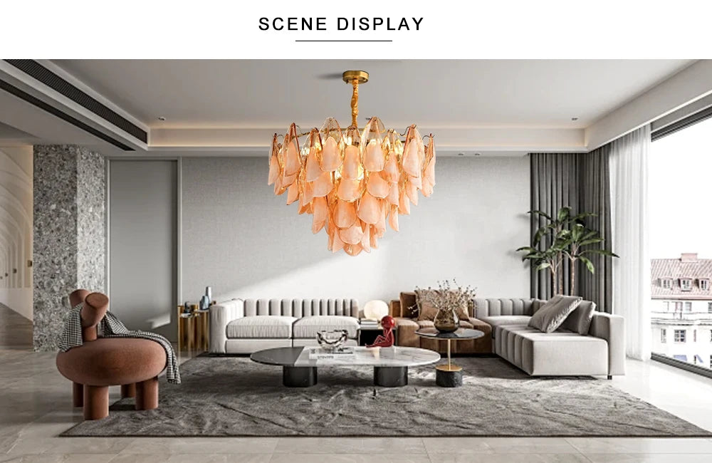 Murano-Style Petal Luxury Glass Chandelier