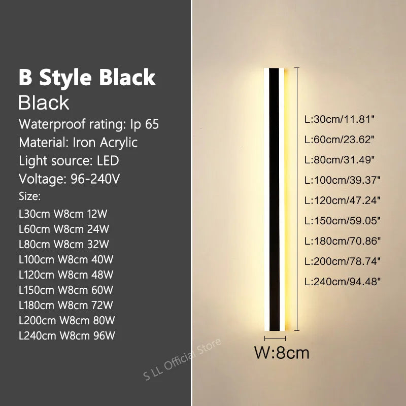 Long Strip Waterproof Outdoor LED Wall Light
