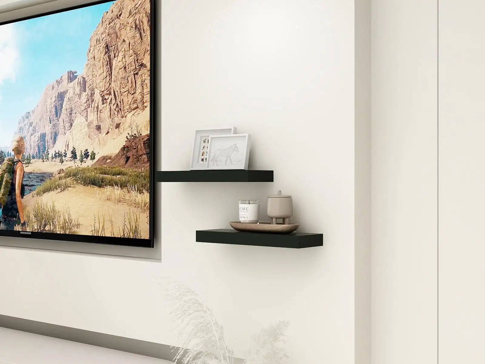 Black MDF Floating Wall Shelves