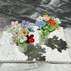 Hand-Blown Glass Flower Sculpture with Vase