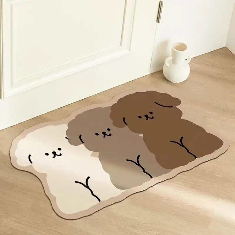 Three-color puppy bathroom carpet diatom mud bathroom quick-drying absorbent floor mat household bathroom custom non-slip mat
