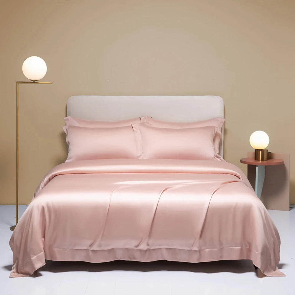 Liv-Esthete Noble 100% Silk Bedding Set Blue Gray Summer Duvet Cover Pillow Case Bed Sheet Quilt Cover Double King Queen Sets