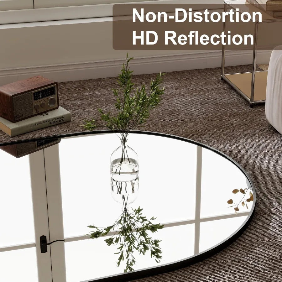 71-Inch Black Arched Floor Mirror
