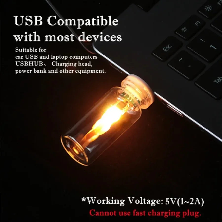 USB Flickering Glass Flame Light