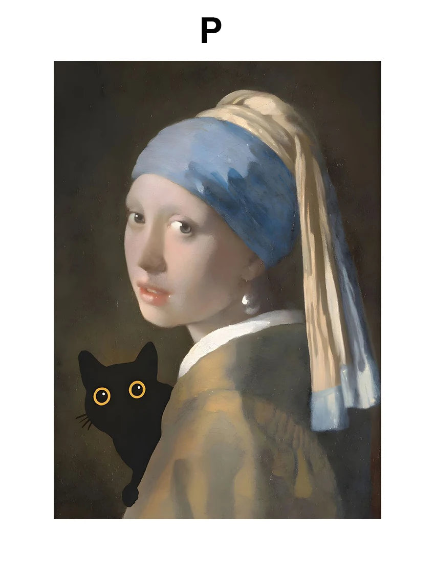Modern Black Cat Canvas Wall Art