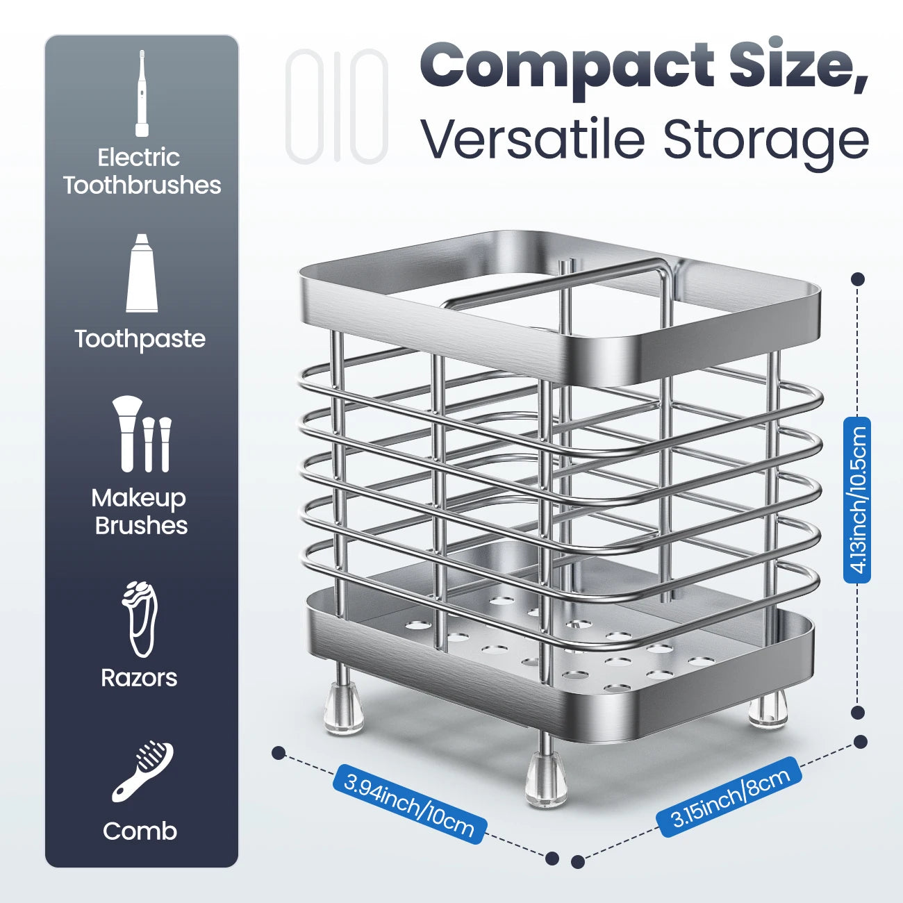 Stainless Steel Wall-Mounted Toothbrush Holder