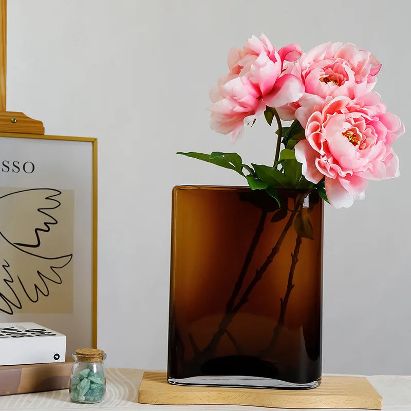 Amber Cylinder Glass Vase