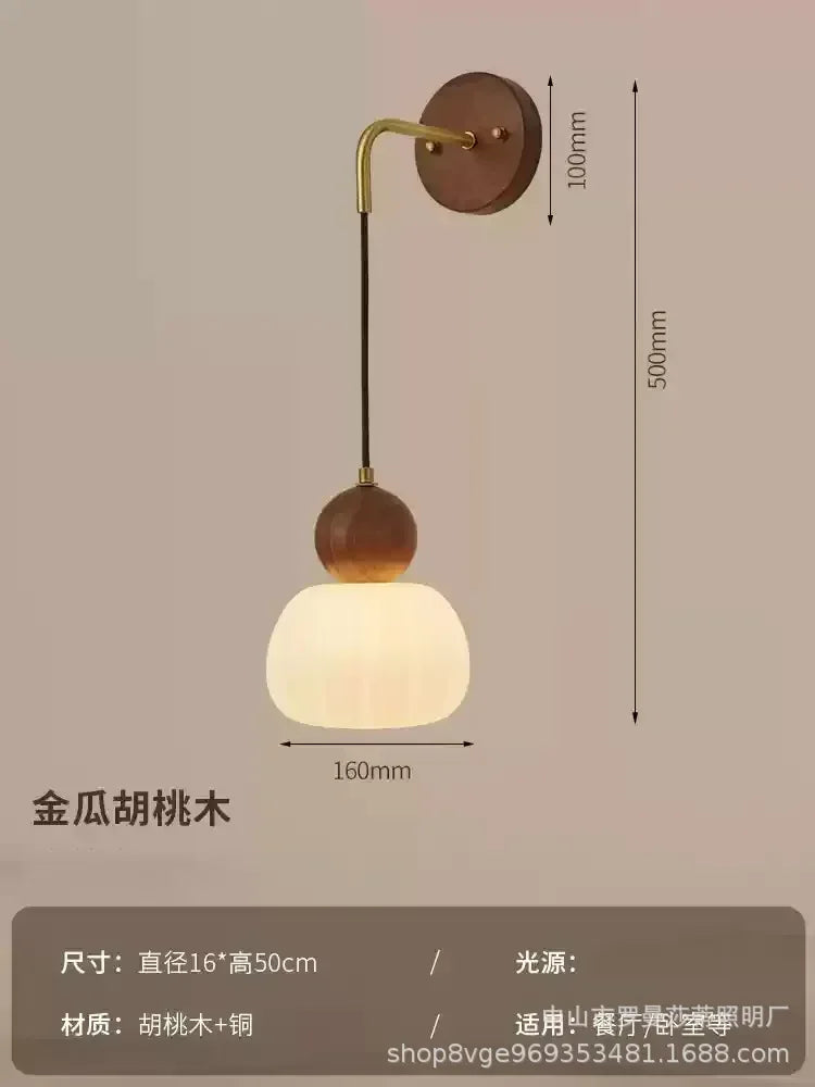 Walnut & Opal Glass Triple Pendant Light