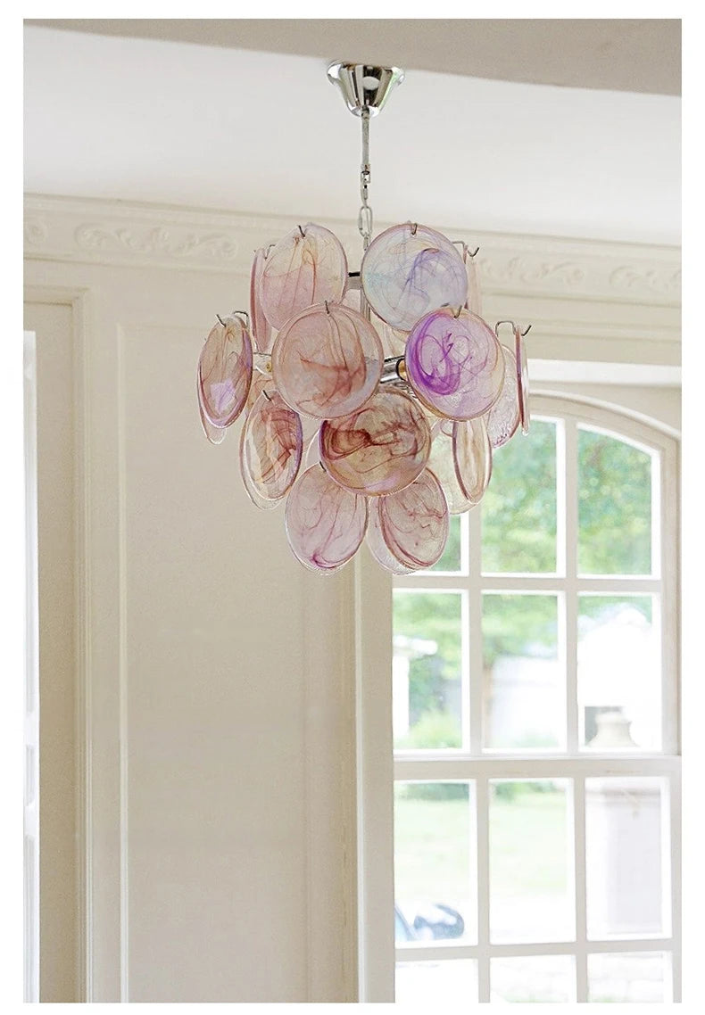 Murano-Style Pink Glass Chandelier