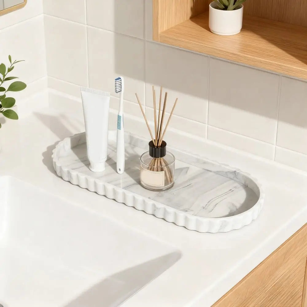 Marble-Look Silicone Vanity Tray