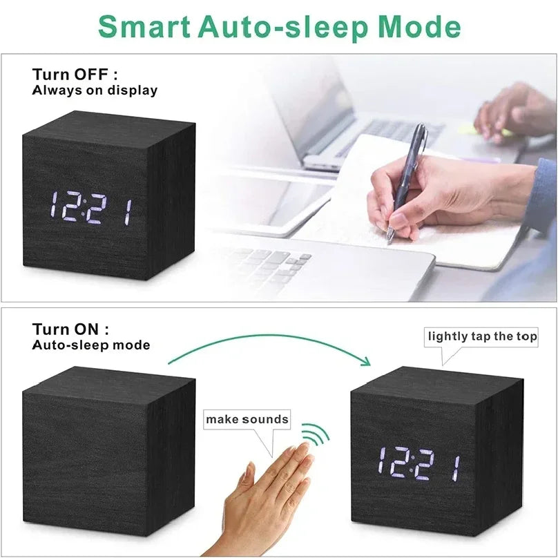 Wooden LED Digital Alarm Clock — additional view