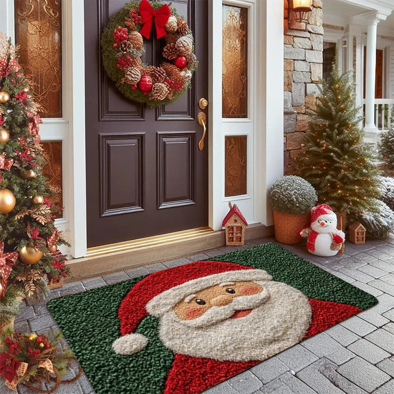 Gingerbread & Santa Christmas Door Mat