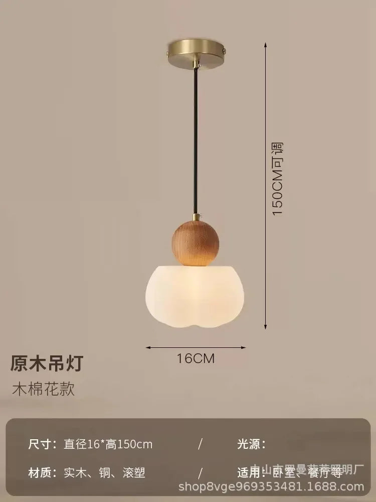 Walnut & Opal Glass Triple Pendant Light