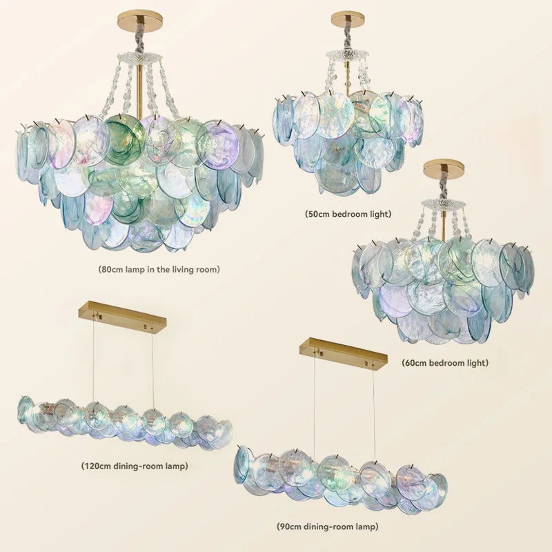 Murano-Style Blue Luxury Glass Chandelier