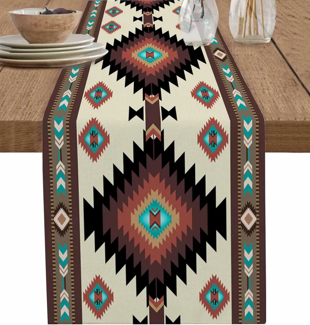 Boho American Indian Style Linen Table Runners Dresser Scarves Table Decor Reusable Kitchen Dining Table Runners Party Decor