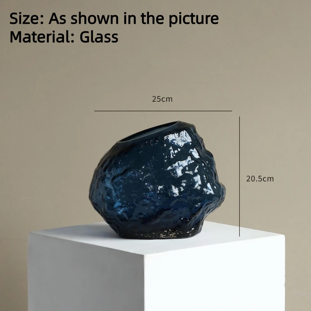 Rock-Textured Nordic Glass Vase