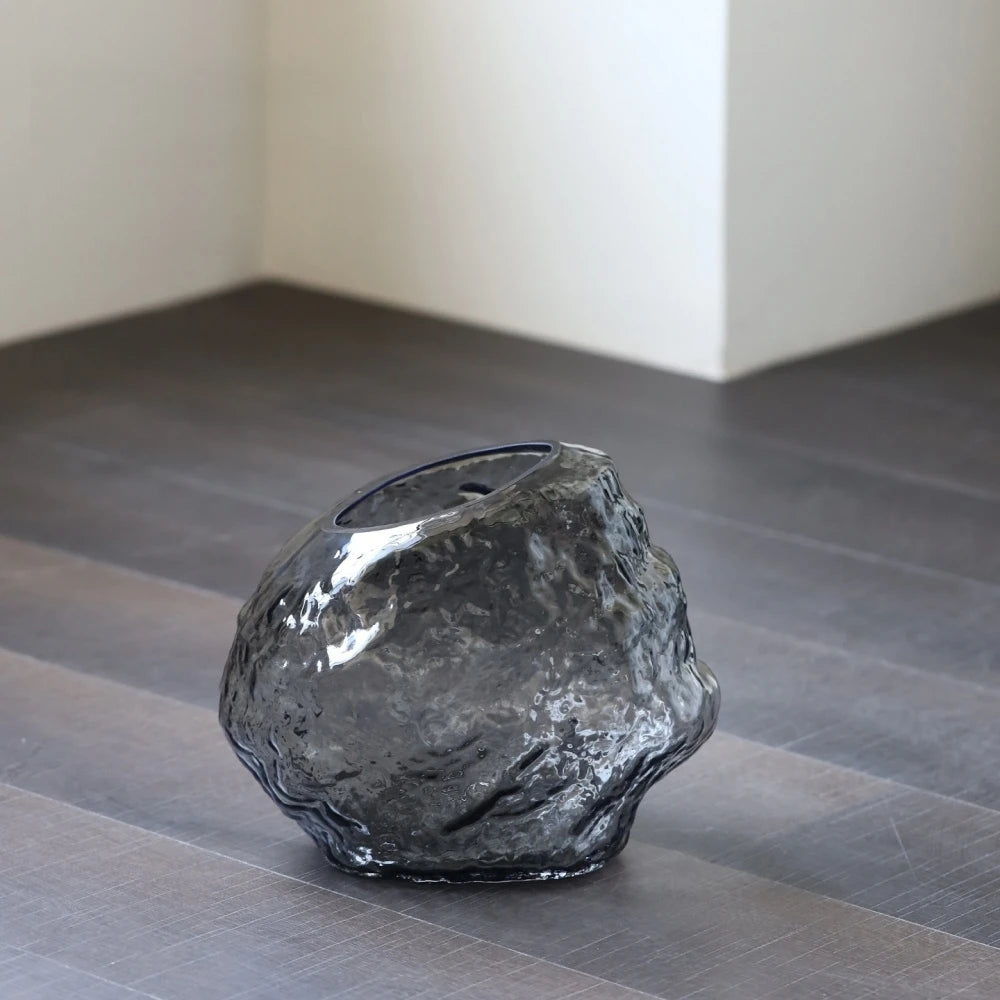Rock-Textured Nordic Glass Vase