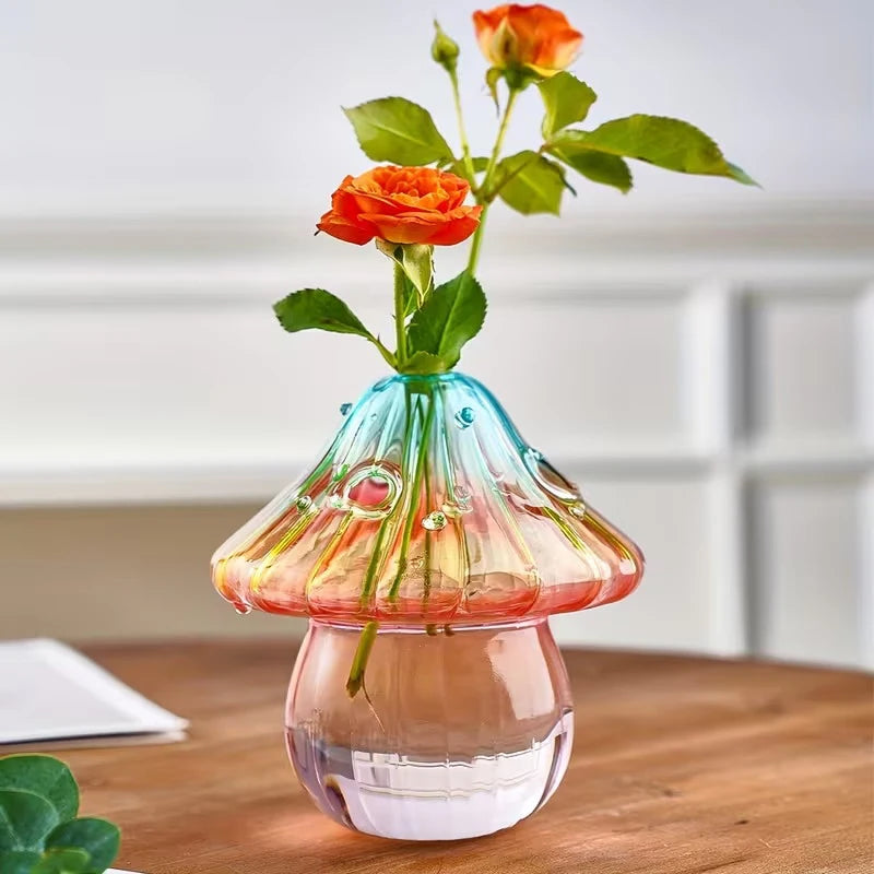 Hand-Blown Mushroom Glass Vase