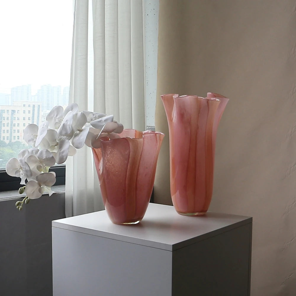 Wide-Mouth Contemporary Glass Vase