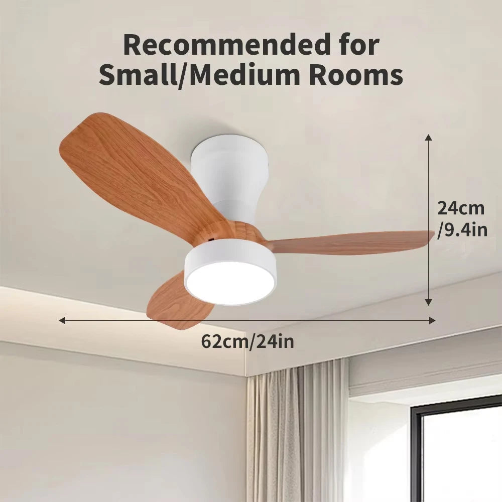 Dc Dimmable Remote-Control LED Ceiling Fan with Light