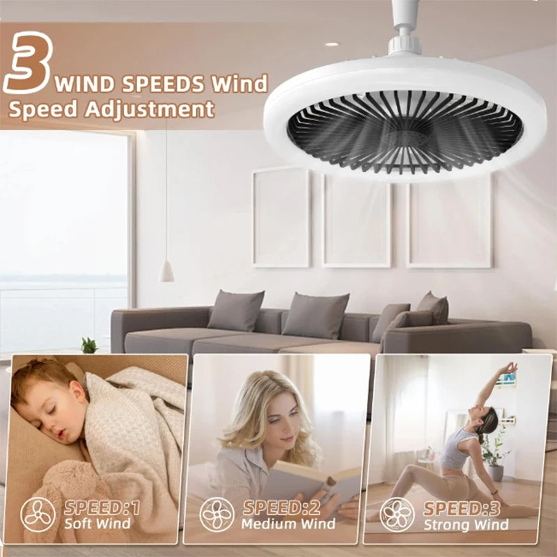 E27 Remote-Control LED Ceiling Fan with Light — detail view