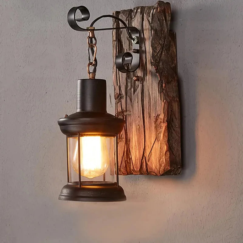 Wood Industrial Wall Light