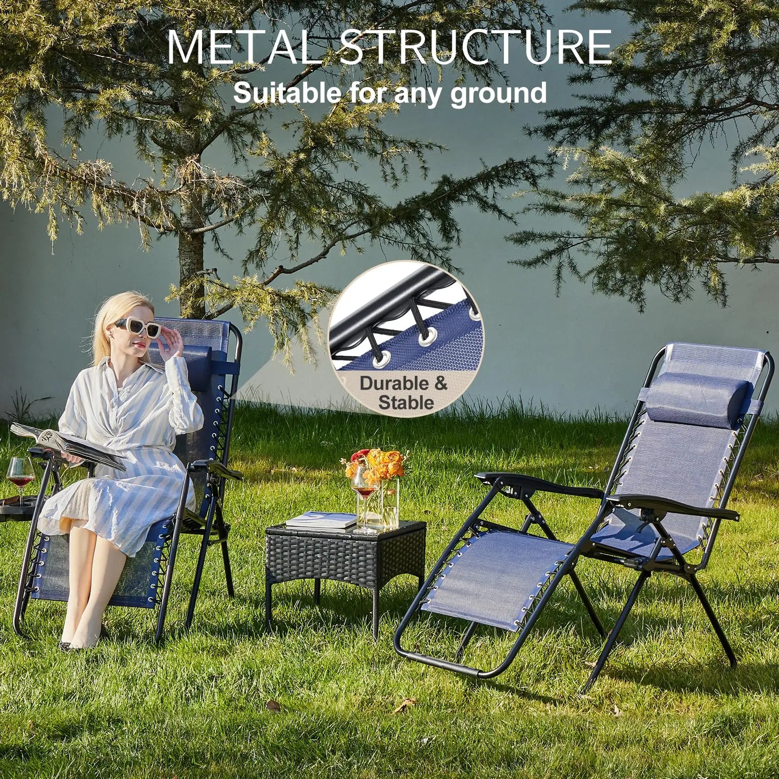 Set of 2 Zero-Gravity Outdoor Recliners