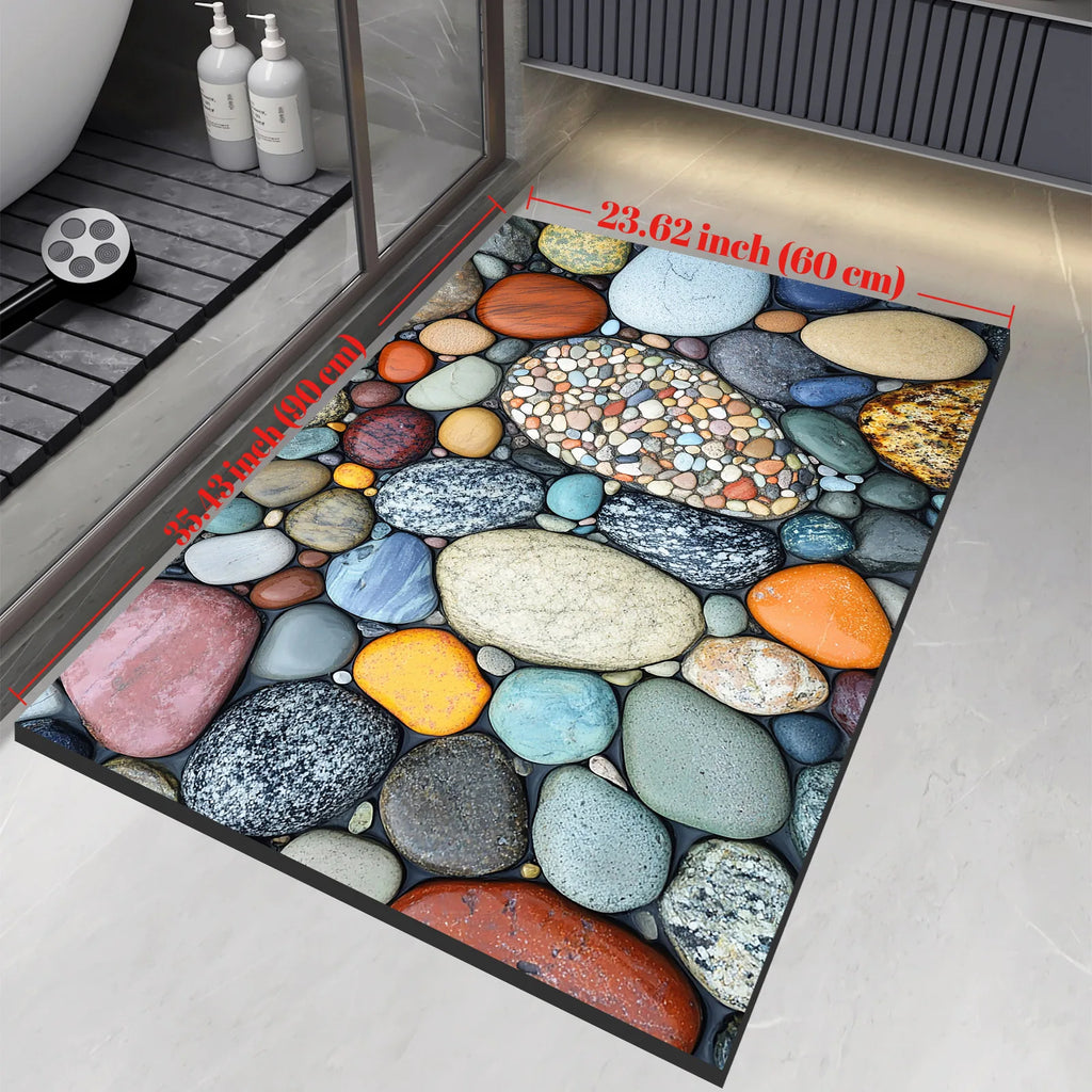 Stone Design Diatomite Bath Mat Bathroom Non-slip Shower Foot Mats Absorbent Quick Dry Toilet Rugs Carpet Doormat Washable