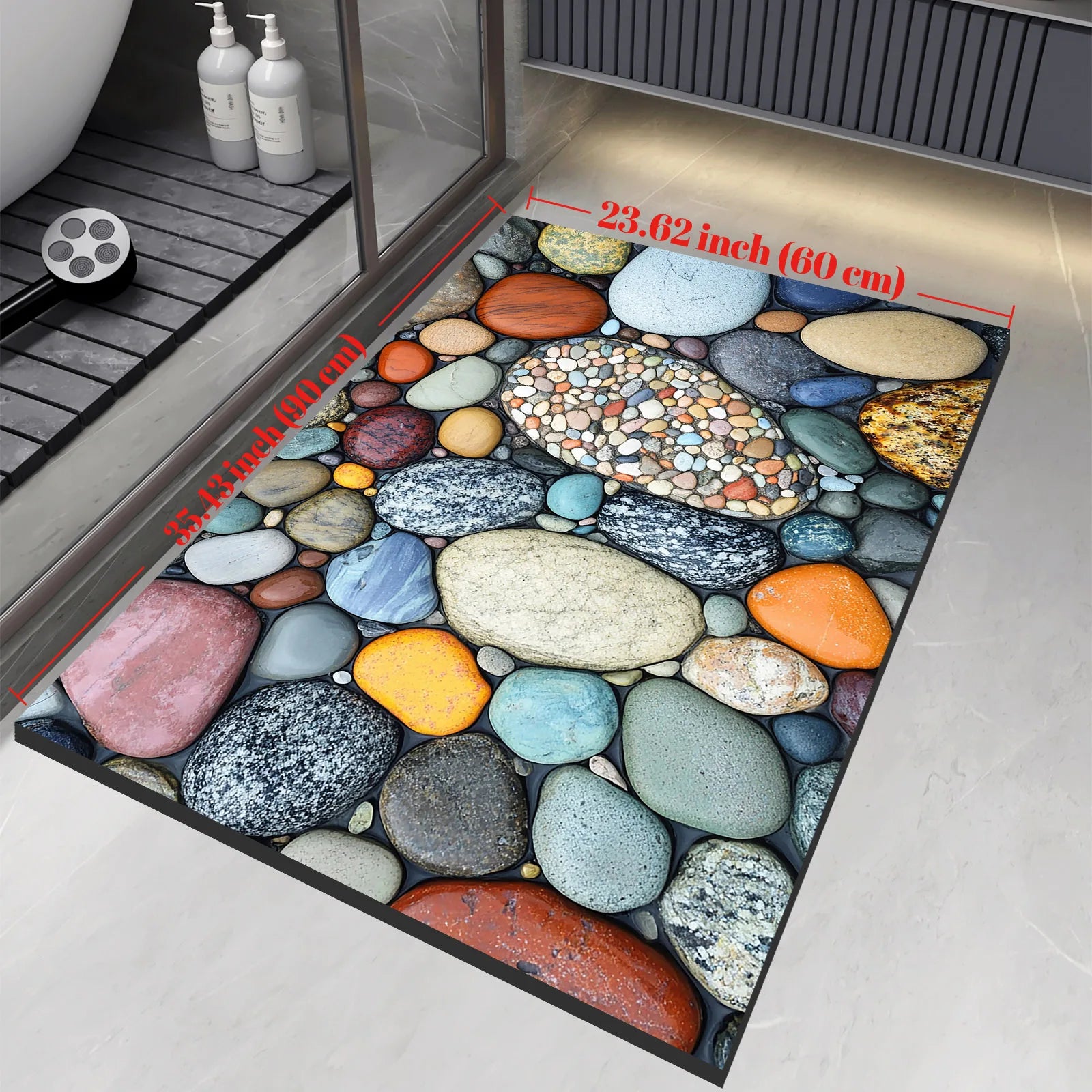 Stone Design Diatomite Bath Mat Bathroom Non-slip Shower Foot Mats Absorbent Quick Dry Toilet Rugs Carpet Doormat Washable