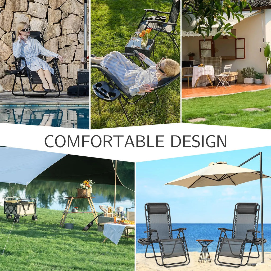 Set of 2 Zero-Gravity Outdoor Recliners