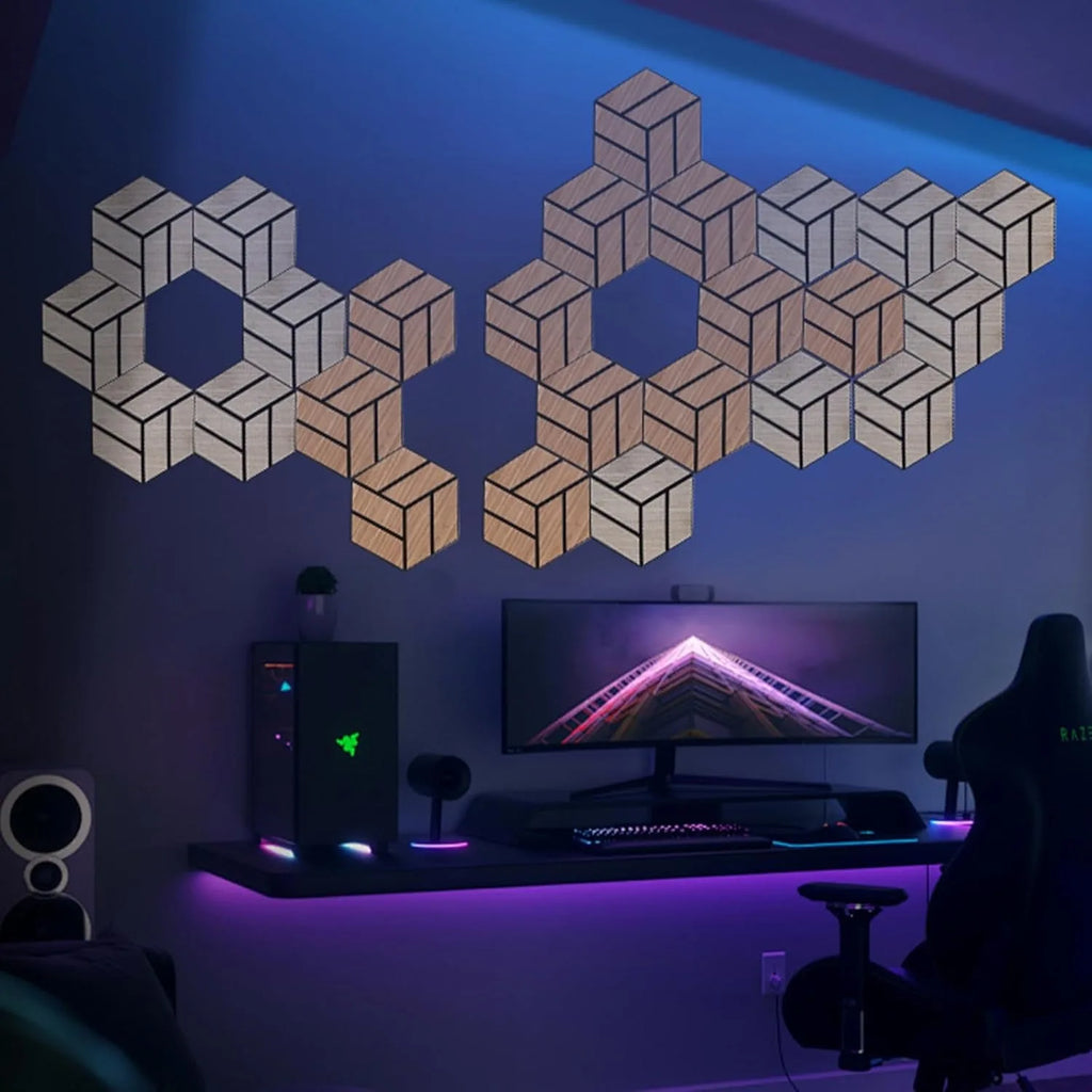 Wood-Grain Hexagonal Acoustic Panels