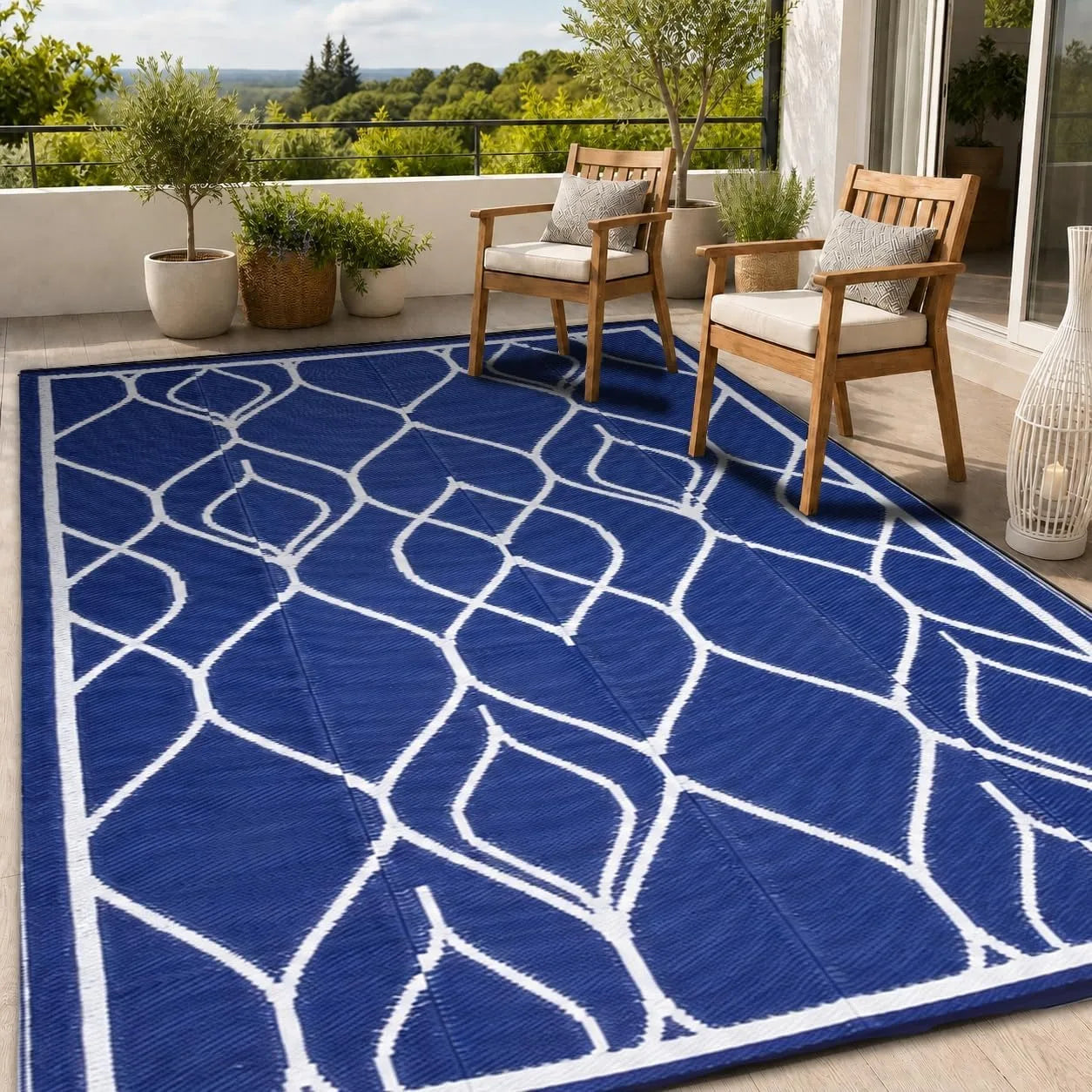 5×8 Reversible Waterproof Patio Rug