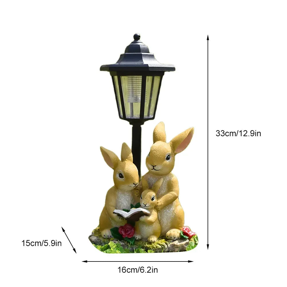 Solar Hexagonal Garden Lamp Resin Cute Figurine Light