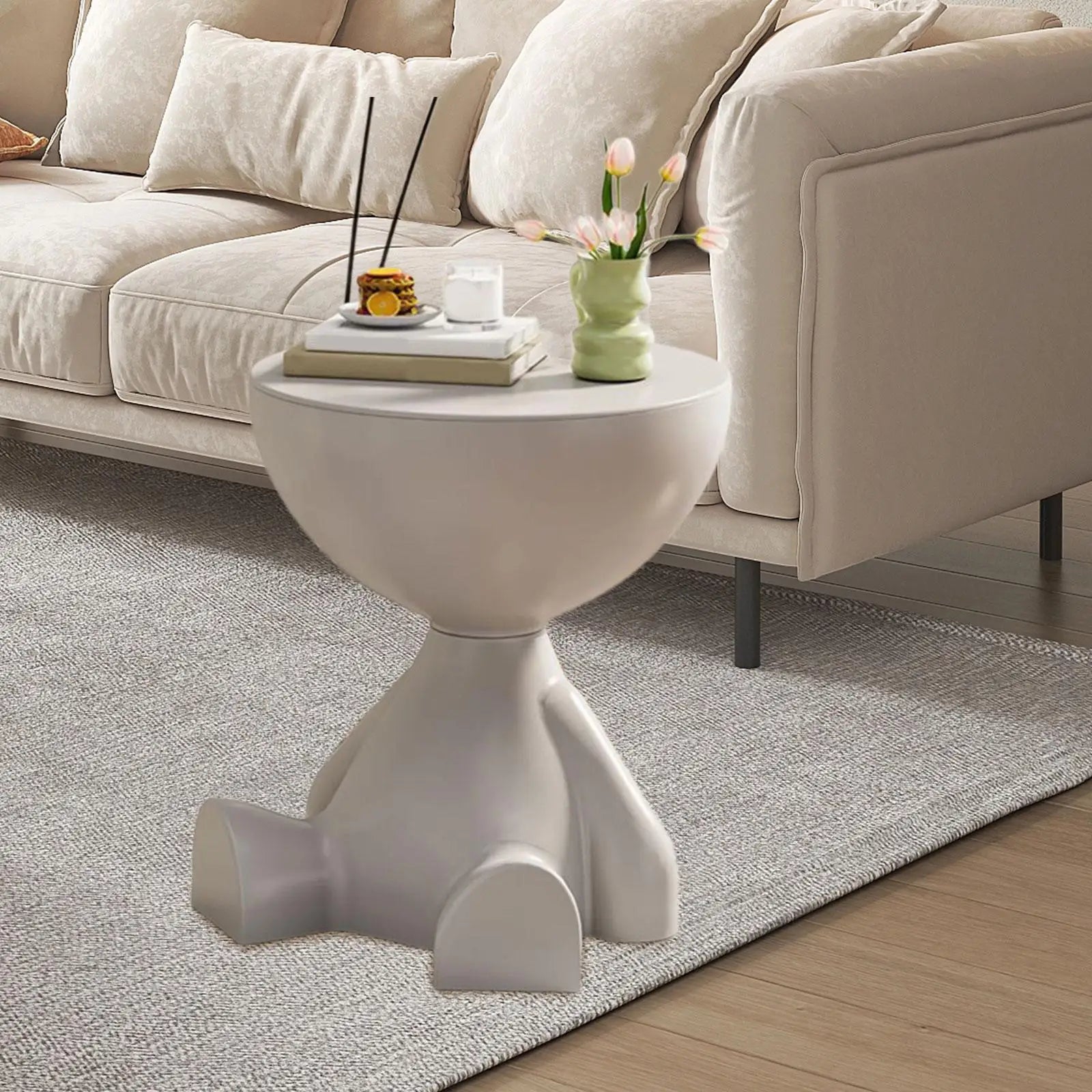 CreamFlat Round Side Table