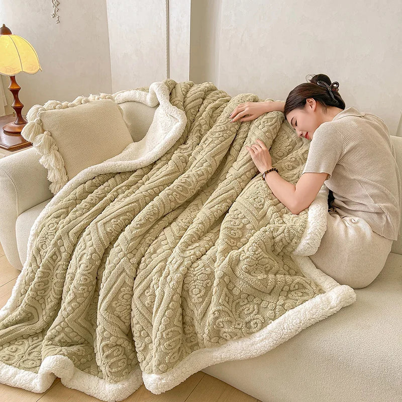 5D Carved Sherpa Fleece Blanket